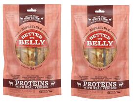 P-94433-1 Better Belly Proteins With Real Venison Small Rolls 6 Count Digestible Rawhide