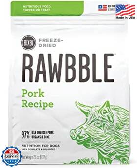 Bixbi 851907008534 Liberty Pork Freeze-dried Dog Food Topper Treats 97% Meat Small Breeds