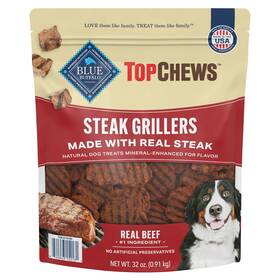 4000329624 Blue Buffalo Steak Grillers Dog Treats 32oz - Real Beef No Artificial Flavors
