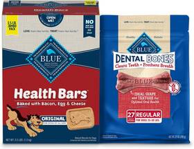 Blue Buffalo 445023457449 Health Bars And Dental Bones Dog Treats Variety Bundle