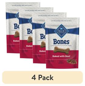 Blue Buffalo 460278725409 Pack Of 4 Bones Naturally Crunchy Dog Treats Large Biscuits