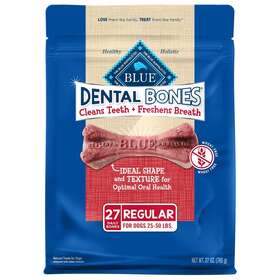 802364 Blue Buffalo Dental Bones Regular Natural Chew Dog Treats 25-50 Lbs