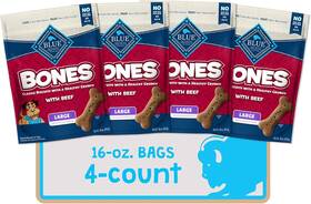 803589 Blue Buffalo Bones Natural Crunchy Dog Treats 16 Ounces Pack Of 4 Brown