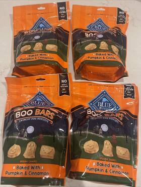 Blue Buffalo 840243143429 4 Bags Boo Bars Crunchy Dog Biscuits Pumpkin And Cinnamon 11 Oz. Ea