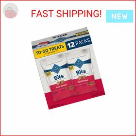 Blue Buffalo 840243145430 Bits Natural Soft Moist To Go Dog Training Treats Beef Recipe 1-oz