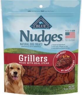 Blue Buffalo 840243147786 Nudges Grillers Natural Dog Treats With Real Steak 16-oz. Bag