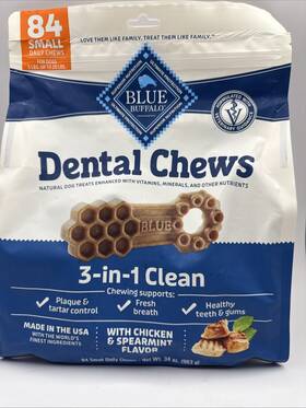 Blue Buffalo 840243152452 Dental Chews Small Dog Treats 3-in-1 Clean 84 Bb 5/31/25