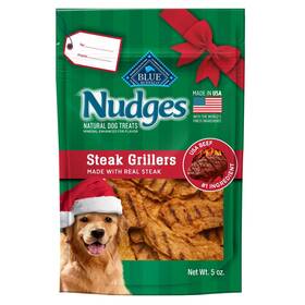 Blue Buffalo 840243154494 Nudges Grillers Dog Treats Steak 5-oz. Seasonal Bag