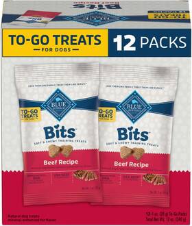 804099 Blue Buffalo Company Ltd Bits Natural Soft Moist To Go Dog Training Treats Beef Recipe 1-oz