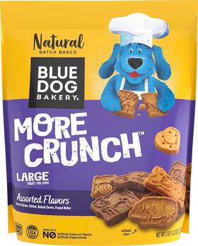 03064 Blue Dog Bakery 6/48oz Natural Treats More Crunch Large Assorted Flavors 11.2