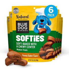 18120 Blue Dog Bakery 6/18oz Natural Treats Softies Peanut Butter Flavor 16.2oz Bag 6 Bags