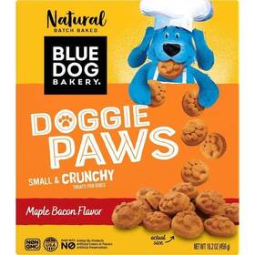 78125 Blue Dog Bakery Treat Biscuits Doggie Paws Maple Bacon Treats All Natural 16.2 Oz