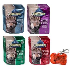 Blue Inc 761571906657 Wilderness Trail Toppers Wild Cuts Dog Gravy Snacks Variety Pack With Wo