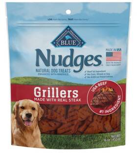 804299 Blue Nudges Grillers Natural Dog Treats Steak 16 Oz. Bag