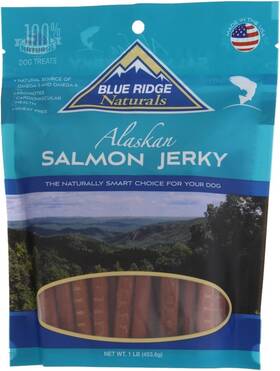 Blue Ridge Naturals 313092215222 Oven Baked Salmon Jerky Dog Treats 1lb Bag