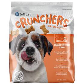 Blue Seal 639139017490 Kent Entrust Crunchers - Small Dog Treats Peanut Butter Flavor Crunchy Ove