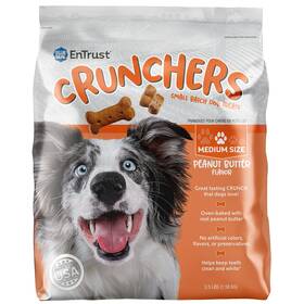 Blue Seal 639139017551 Kent Entrust Crunchers - Medium Dog Treats Peanut Butter Flavor Crunchy Ov