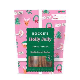 Bocces Bakery 810140530745 Holly Jolly Holiday Flavor Jerky Stick Dog 4 Ounce Pack Of 1