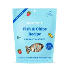 Bocces Bakery 850038855024 Fish And Chips Treats For Dogs - Special Edition Wheat-free Dog