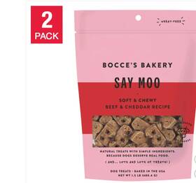 Bocces Barkery 810140531247 New 2 X 1.5 Lbs Bakery Say Moo Soft And Chew Beef Cheddar Dog Treats