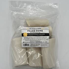 Bones & Chews 192268145804 Brand New And 5ct Chicken Rice Flavored Filled Bone - Made In Usa