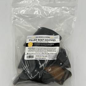 Bones & Chews 192268145842 Brand New And All Natural Chicken Rice Flavored Filled Beef Hooves