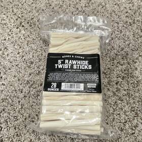 230091 Bones & Chews And 5 Inch Rawhide Twist Sticks Beefhide Dog 28oz