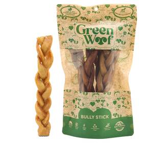 Bones Pets Treats 850058971070 Green Woof Braided Bully Sticks