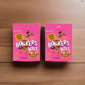 Bonkers 840191600081 Bites Crunchy And Soft Dog Treats - Chicken Chomp 2 Bags X 5.3 Oz Each