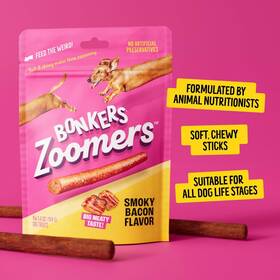 Bonkers 840191603198 Zoomers Soft And Chewy Smoky Bacon Flavor Dog Treats Training Or