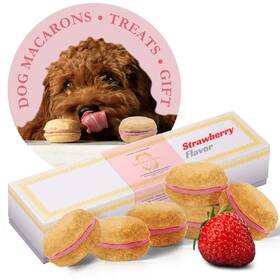Bonne Et Filou 850011460023 Strawberry Macaron Treats 6 Count Luxury Dog Birthday Healthy T
