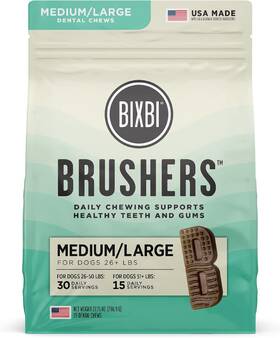 Boulder Organics 313114492402 Bixbi Natural Dog Dental Care Chews Oral Health Treats For Medium/large Siz