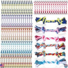 De0b5ck0 Brand Aojsup 738505 1 100 Pack 6.7 Inch Colorful Knot Rope Dog Toys - Durable Cotton Chew For Dogs