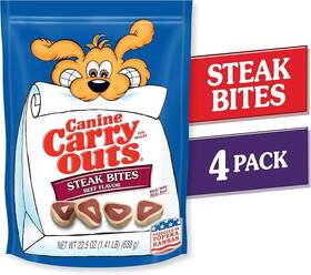 7910052028 Branded Canine Carry Outs Steak Bites Beef Flavor Dog Treats 22.5oz Bag Pack Of 4