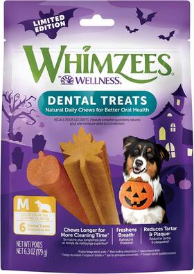 Branded 815436019966 Wellness Whimzees Fall Dog Dental Treats Autumn Natural Chews For Dogs Medium