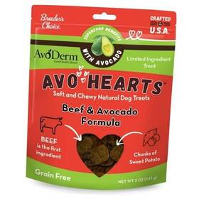 100600032 Breeders Choice Pet Foods Llc Avohearts Formula Dog Treats 5oz Bag Beef And Avocado