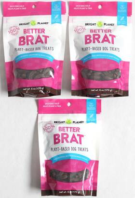 900160.3v2 Bright Planet 3-pack Better Brat Plant-based Dog Treats 6 Oz Exp 08/25 Usa Made