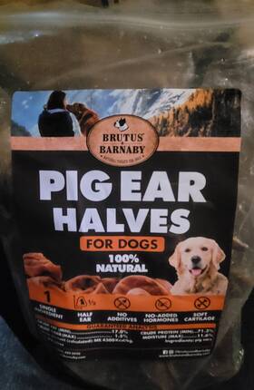 Brutus And Barnaby 860003074879 Natural Pig Ear Dog Treats 15 Pack - Perfect For Aggressive Chewers