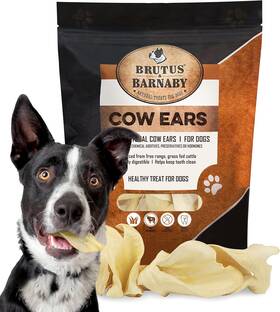 Brutus & Barnaby 313093087026 Premium Cow Ears For Dogs Thick Cut And All-natural Whole 100% Grass Fed Be