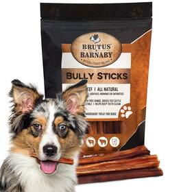 Brutus & Barnaby 860003074855 Thick Bully Sticks For Dogs Odor Free Chews Large Medium And Small Breed