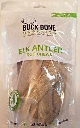 1736049 Buck Bone Organics Elk Antler Dog Chews Medium 6 Pack - For Dogs Up To 40 Lbs