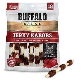 Buffalo Range 010279810095 Rawhide Dog Treats Grass-fed Jerky Kabob 18 Count