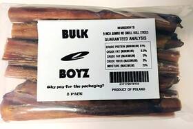 Bulk E Boyz 817172019132 9 Inch Straight Jumbo Bull Stick 8 Pack. Product Of Poland