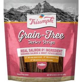Buttons And Bows 073657009757 Triumph Grain Free Jerky Dog Treats 24 Oz Salmon/sweet