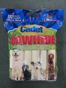 373368 Cadet 20ct Rawhide Retriever Rolls 6lb Bag Dog Chews 100% Natural Beefhide 2026