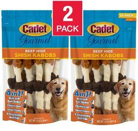 Cadet 445028597515 2 Pack Triple Flavored X-large Gourmet Shish Kabob Dog Treats X 10 Ct