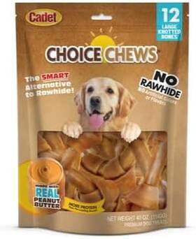 Cadet 744110341201 Choice Chews 12 Large Knotted Bones No Rawhide Artificial Colors Or Fla