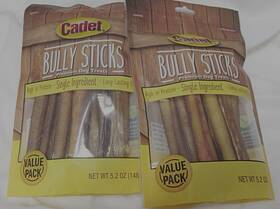 Cadet 768303320019 2 Pack Small Bully Sticks 5.2 Ounce Dogs Treat Exp. 10 / 2026