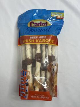 Cadet 768303704369 Gourmet Beef Hide Shish Kabob Dog Treats 1.8 Pound Natural Chew