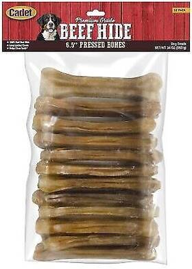 C00832 Cadet Premium Grade Pressed Beef Hide Bone 6.5 Inch 12 Ct